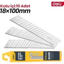 Deli Delı Profesyonel 18MM Maket Bıçağı Yedeği (15’li) Maket Bıçağı Ucu Seti | 18 mm | 10 Adet | Gümüş | Sarı Seri