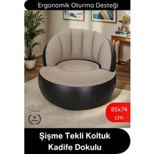 Svein #koltuk Şişme Tekli Koltuk Kadife Dokulu Ergonomik Konforlu Katlanabilir Portatif Kamp Bahçe Balkon Teras Plaj Havuz Pvc Dayanıklı Hava Sızdırmaz Oturma Minderli Misafir Dinlenme Koltuğu 85X74 cm