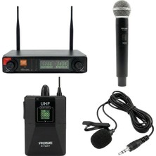 Rose R-702-EY Uhf Kablosuz Telsiz El Yaka Mikrofon 2X48 Kanal
