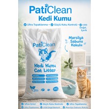 Pati Clean 20 Lt %99 Tozsuz Marsilya Sabun Kokulu Ince Taneli Süper Topaklanan Beyaz Bentonit Kedi Kumu Organik Kedi Kumu