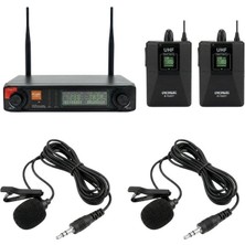 Rose R-702-YY Uhf Kablosuz Telsiz Çift Yaka Mikrofon 2X48 Kanal
