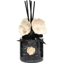 Missi Marble Bloom Serisi- Parlak Sırlı Seramik Çiçekli Black Vanilya Oda Kokusu