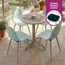 Vilinze Tilia Plastik Bahçe Balkon Bistro Seti Katlanır Masa 60*60 cm (1+4 Set)