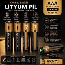 BGG Tech 4 Adet Aaa Şarj Edilebilir Ince Kalem Pil 1.5V 1200 Mwh Lityum Iyon Kumanda Pili