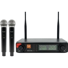 Rose R-702-EE Uhf Kablosuz Telsiz Çift El Mikrofon 2X48 Kanal