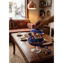Decostyle Dekorlu Kapaklı Ayaklı Şekerlik – 2 Parça Sunum & Dekor Seti 14X14X20