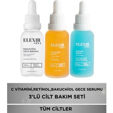 Elexir Eva 3’lü Serum Seti Retinol + C Vitamini + Gece Serumu 30 ml