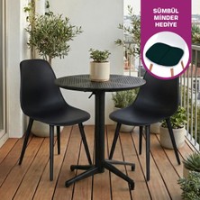 Vilinze Tilia Plastik Bahçe Balkon Bistro Seti Katlanır Masa 60*60 cm