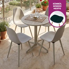 Vilinze Tilia Plastik Bahçe Balkon Bistro Seti Katlanır Masa 60*60 cm (1+4 Set)