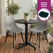 Vilinze Tilia Plastik Bahçe Balkon Bistro Seti Katlanır Masa 60*60 cm