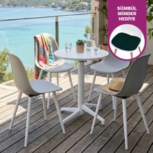 Vilinze Tilia Plastik Bahçe Balkon Bistro Seti Katlanır Masa 60*60 cm (1+4 Set)