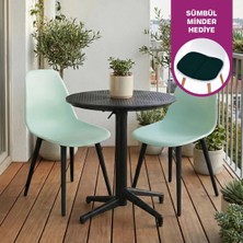 Vilinze Tilia Plastik Bahçe Balkon Bistro Seti Katlanır Masa 60*60 cm
