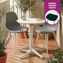 Vilinze Tilia Plastik Bahçe Balkon Bistro Seti Katlanır Masa 60*60 cm