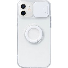 Marsilyan Ally Iphone 11 6.1inç Kılıf Sürgülü Kamera Lens Korumalı Yüzük Standlı Silikon Kılıf