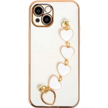 Marsilyan Ally Iphone 13 Mini 5.4inç Kılıf Kalp Bileklik Tutuculu Lüx Silikon Askılı Kılıf