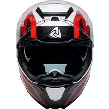Nukro 937-SV Glossy White Red Black Çene Açılır Kask