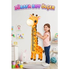 Farbu Oyuncak Eğitici Zürafa Boy Ölçer Cetveli ve Puzzle - 18 Parça Kendinden Yapışkanlı Çocuk Boy Ölçer