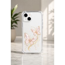 Powerfox Iphone 15/14 Uyumlu Cute Gold Kelebek  Baskılı Sevimli Telefon Kılıfı MK01A