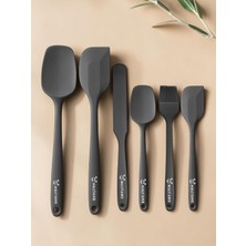 Multiamo 6lı Takım Yanmaz Yapışmaz Slikon Yumurta Fırçası Kaşık Bıçak Pasta Spatula Seti