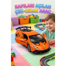 Farbu Oyuncak Çek-Bırak Mekanizmalı 12CM Süper Sport Model Kapıları Açılabilir Metal Oyuncak Yarış Arabası