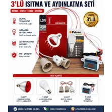 Anadolu Kavuzculuk 3’lü Set Infrared Isıtıcı Lamba 250W + LED Ampul + Dijital Termostat Civciv Kuzu Kümes Isıtma