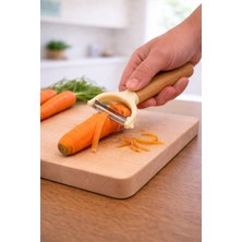 Sanal Box Ahşap Saplı Sapan Soyacak - Paslanmaz Çelik Pratik Sebze Meyve Soyucu