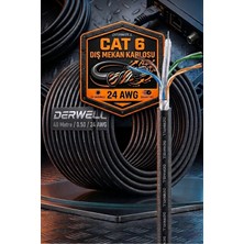 Derwell 40 Metre Cat 6 Dış Mekan Internet Ethernet Kablosu 24 Awg Uv Dayanıklı Su Geçirmez Siyah Bakır Modem Bağlantı Kablosu
