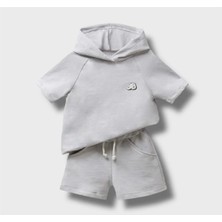 Jikko Baby Kapşonlu Kısa Kollu Erkek Bebek Tişört Şort Takım