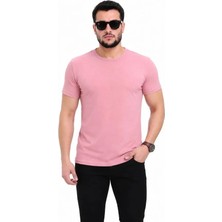 Secret Sita Erkek Basic Tişört Bisiklet Yaka Kısa Kol Günlük Yazlık Lim Fit Thirt  Pembe