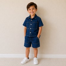 Utaher Miniwear Erkek Çocuk Denim Gömlek Şort Takımı