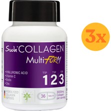 Suda Collagen Multiform Tip I-Iı-Iıı Kolajen 36 Tablet - 3 Adet (Toplam 108 Tablet) - Dezenfektan Hediyeli (%72 Alkol)