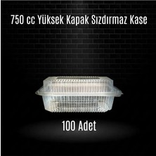 Eltron Sızdırmaz Yüksek Kapaklı Şeffaf Plastik Kap – 750 cc Kapasiteli, 100 Adet, Gıda Saklama ve Servis Kabı
