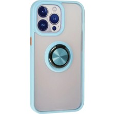 Mrs-  iPhone 15 Pro Max Kılıf Montreal Yüzüklü Silikon Kapak - Buz Mavi -548484