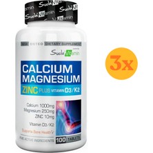 Suda Vitamin Kalsiyum Magnezyum Çinko Zinc Plus 100 Tablet - 3 Adet (Toplam 300 Tablet) - Dezenfektan Hediyeli (%72 Alkol)