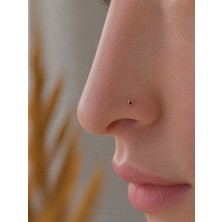Sarezza Gold 14 Ayar Altın Kırmızı Taşlı Hızma Burun Piercing