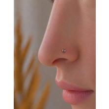 Sarezza Gold 14 Ayar Altın Lila Taşlı Hızma Burun Piercing