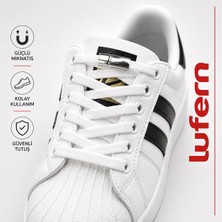 Lufern Pratik Çocuklar Için Mıknatıslı Ayakkabı Bağcığı Spor Metal Kilitli Bağcık Beyaz Güçlü Tak Çıkar