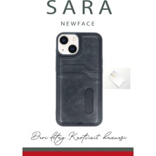 Mrs-  iPhone 14 Kılıf Sara Kartvizitli Deri Kılıf - Siyah -548484