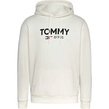 Tommy Hilfiger Erkek Kırık Beyaz Kapüşonlu Sweatshirt