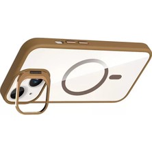 Mrs-  Apple iPhone 13 Remim Lensli Magsafe Standlı Kapak - Kahverengi -548484