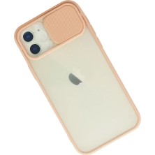 Mrs-  iPhone 12 Kılıf Palm Buzlu Kamera Sürgülü Silikon - Pembe -548484