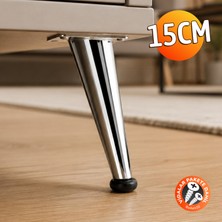 Badem10 Omaks (1 Adet) 15 cm Metal Krom Dereceli Mobilya Sehpa Kanepe Ayağı Montaj Vidaları Dahil Ayak