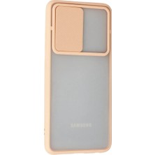 Mrs-  Samsung Galaxy A72 Kılıf Palm Buzlu Kamera Sürgülü Silikon - Pembe -548484