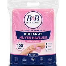 B&B Kozmetik Kullan At Pembe Renk Hıjyen Havlusu 40X30 100 Adet