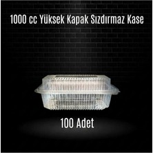 PETKAP Eltron Sızdırmaz, Yüksek Kapaklı, Şeffaf Plastik Kap – 1000 cc Kapasiteli, 100 Adet, Kurabiye, Gıda Saklama ve Servis Kabı