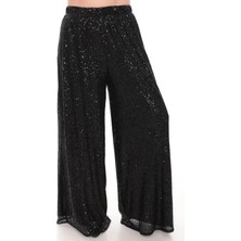 Lady Majestic Palazzo Pullu Payetli Bol Paça Pantolon Işıltılı Abiye 36 - 58