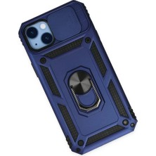 Mrs-  iPhone 14 Plus Kılıf Pars Lens Yüzüklü Silikon - Lacivert -548484