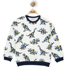 Alg ERKEK ÇOCUK RENKLİ DINOSAUR BASKILI SWEATSHIRT