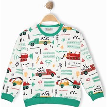 Alg ERKEK ÇOCUK ARABA VE İŞ MAKİNELERİ DESENLİ SWEATSHIRT