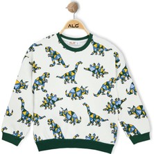 Alg ERKEK ÇOCUK RENKLİ DINOSAUR BASKILI SWEATSHIRT